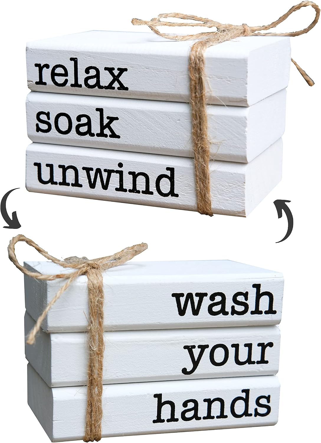 LIVDUCOT Farmhouse Mini Bathroom Sign placed on a toilet tank top