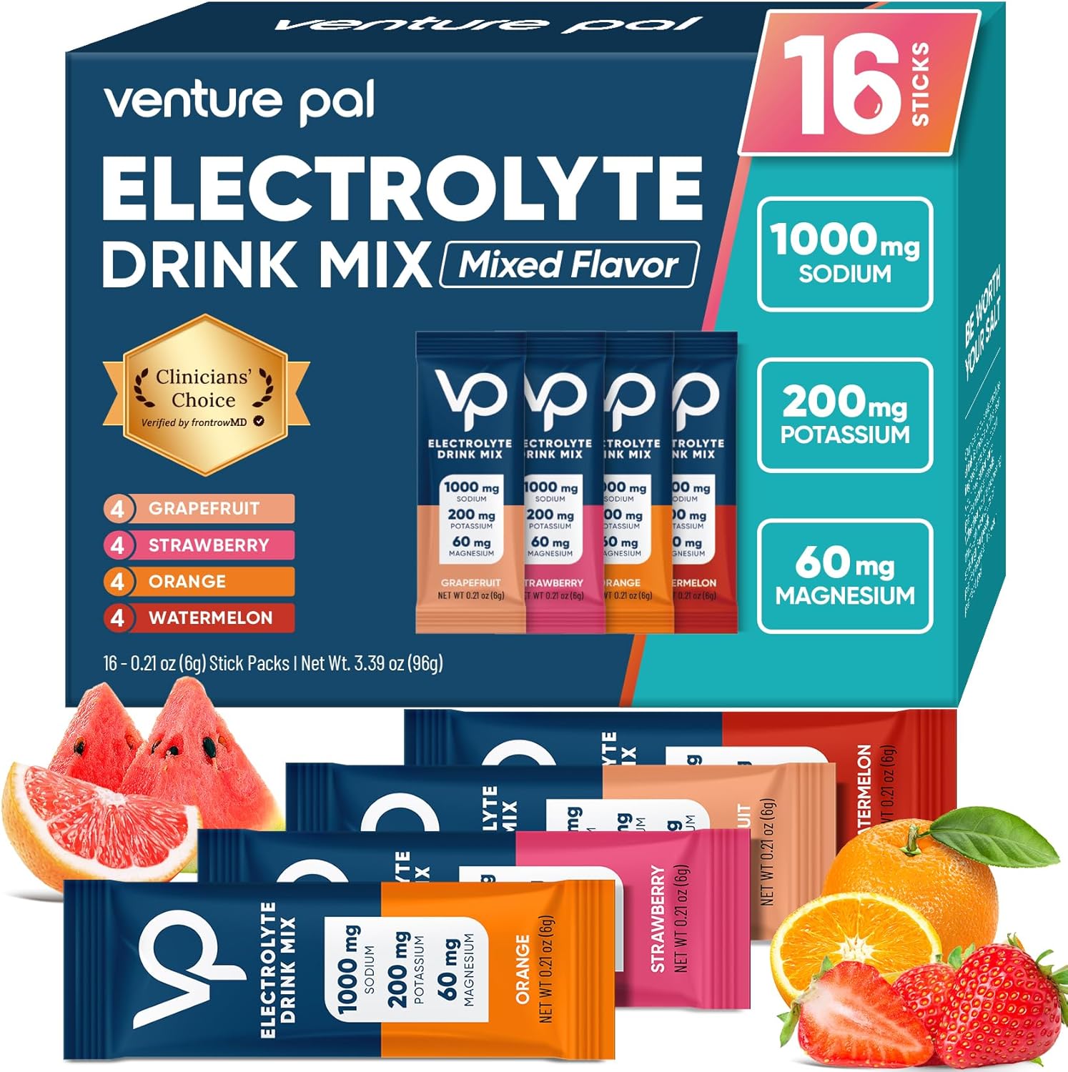 Venture Pal sugar free electrolytes powder packet 16 count box