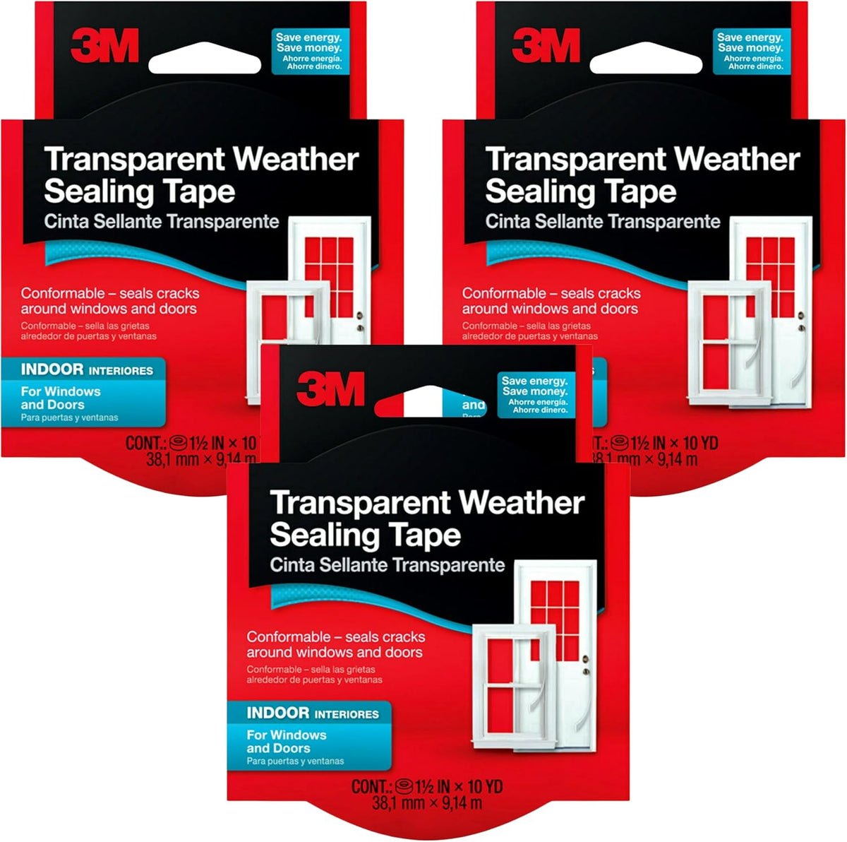 3M Indoor Transparent Weather Sealing Tape, 1.5 in x 30 ft - Image 3