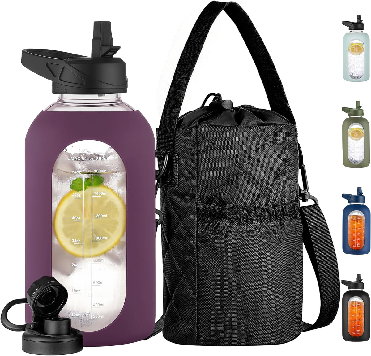 Civago borosilicate glass water bottle lifestyle view