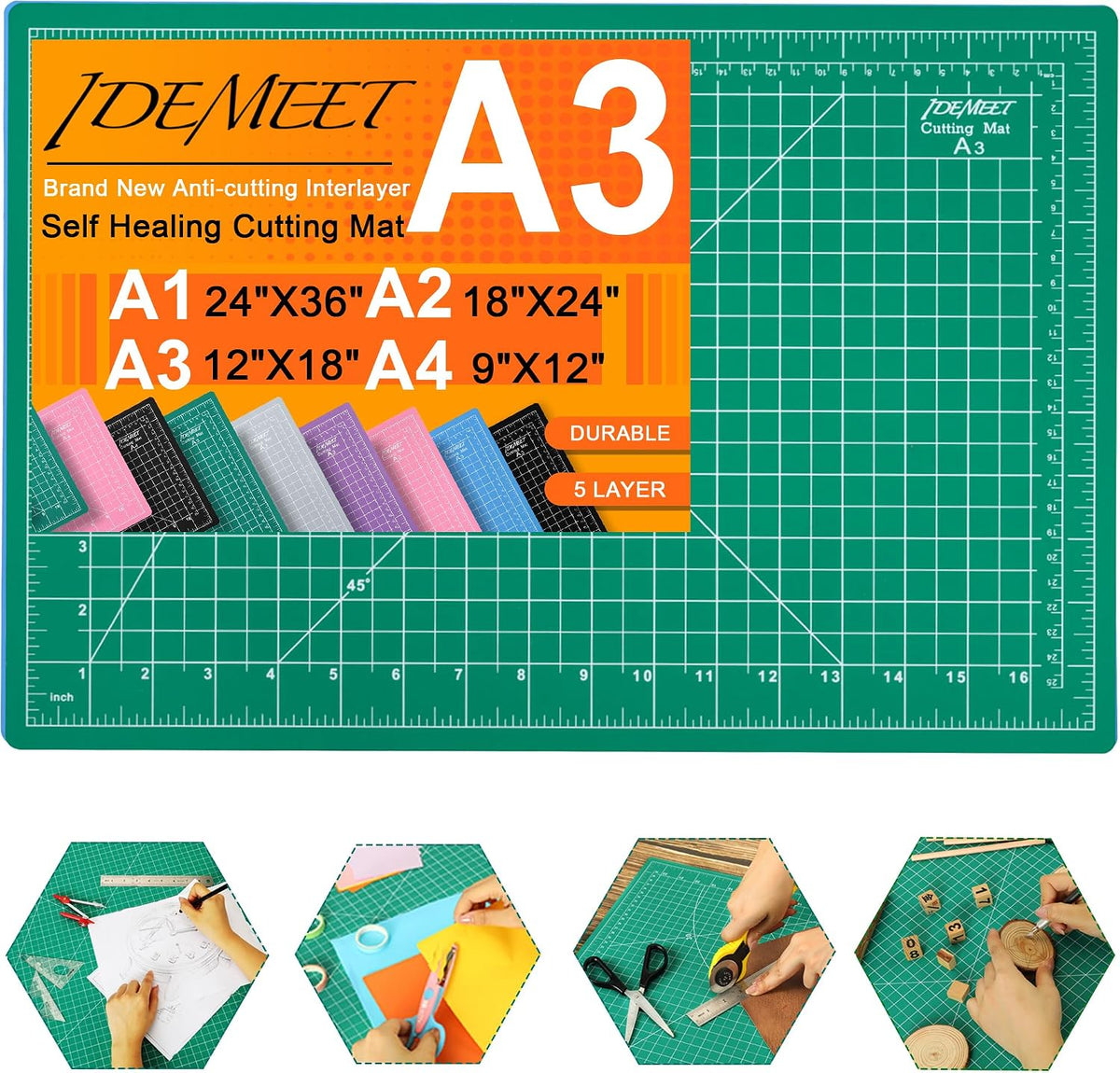 Idemeet cutting mat front view showing green surface