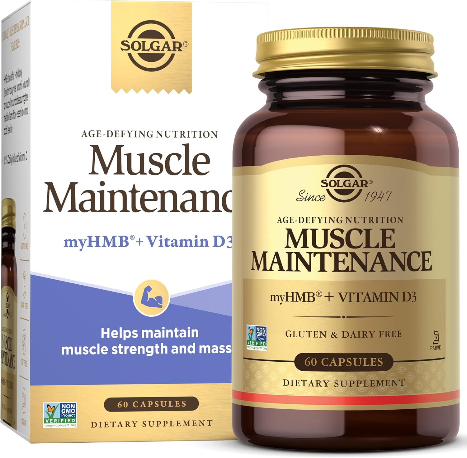 Solgar Muscle Maintenance supplement bottle front view authentic import