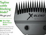 Wahl X-Blend cattle and sheep grooming clipper blade back view with mounting bracket