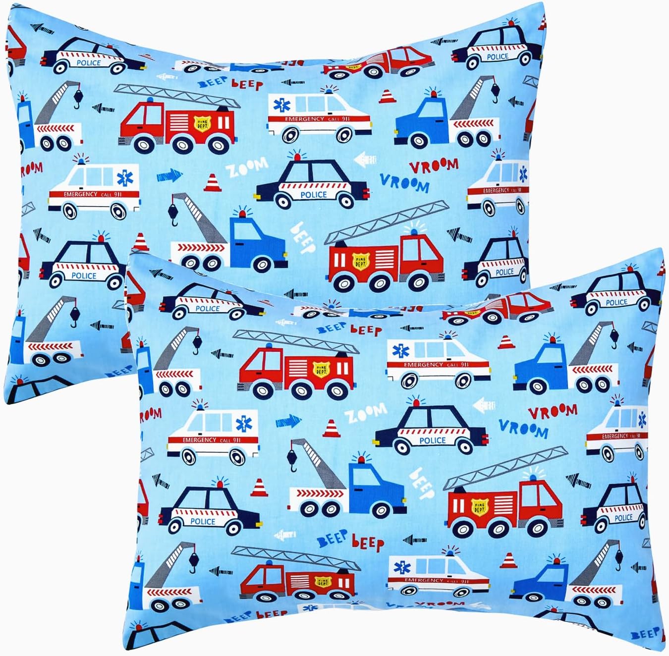 IBraFashion toddler pillowcases front view with police car print