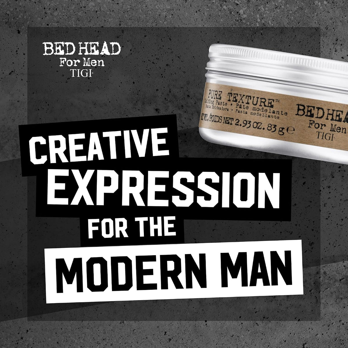 TIGI Bed Head Pure Texture packaging lifestyle angle