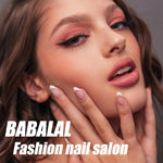 BABALAL Coffin Press on Nails Long False Nails Blue Swirl Fake Nails Ballerina Acrylic Nails 24Pcs Glossy Manicure Stick on for Women and Girls - Image 15