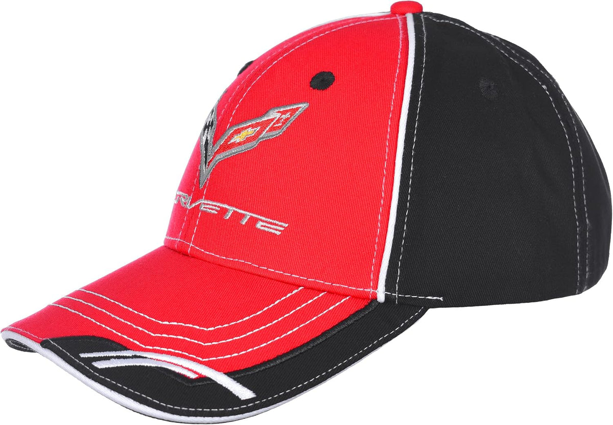 JH Design Group red and black Corvette C7 cap rear Velcro strap