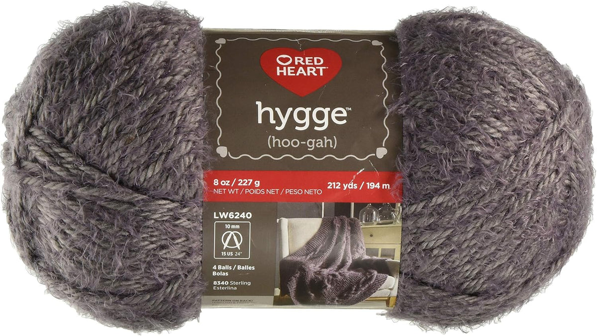 Red Heart Hygge yarn 8 ounce sterling front view