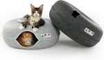 Cattasaurus Peekaboo Cat Cave Donut for Multiple & Large Cats up to 30-45 lbs, 3-in-1 Self Warming Cat Bed, Tunnel & Scratcher for Indoor Cats, Washable & Detachable Small Dog Bed (Light Gray, Large) - Image 15