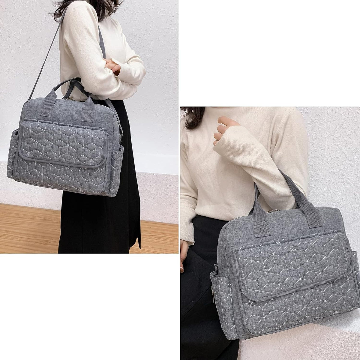 Meyteilay nappy bag tote showing side profile and handles