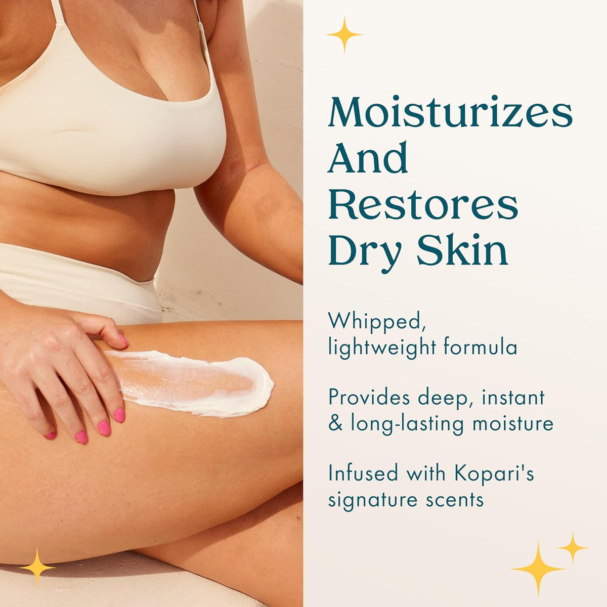 Kopari body butter jar open with cream visible