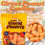 The Hampton Candy Company soft marshmallow circus peanuts showing three different fruit flavors.