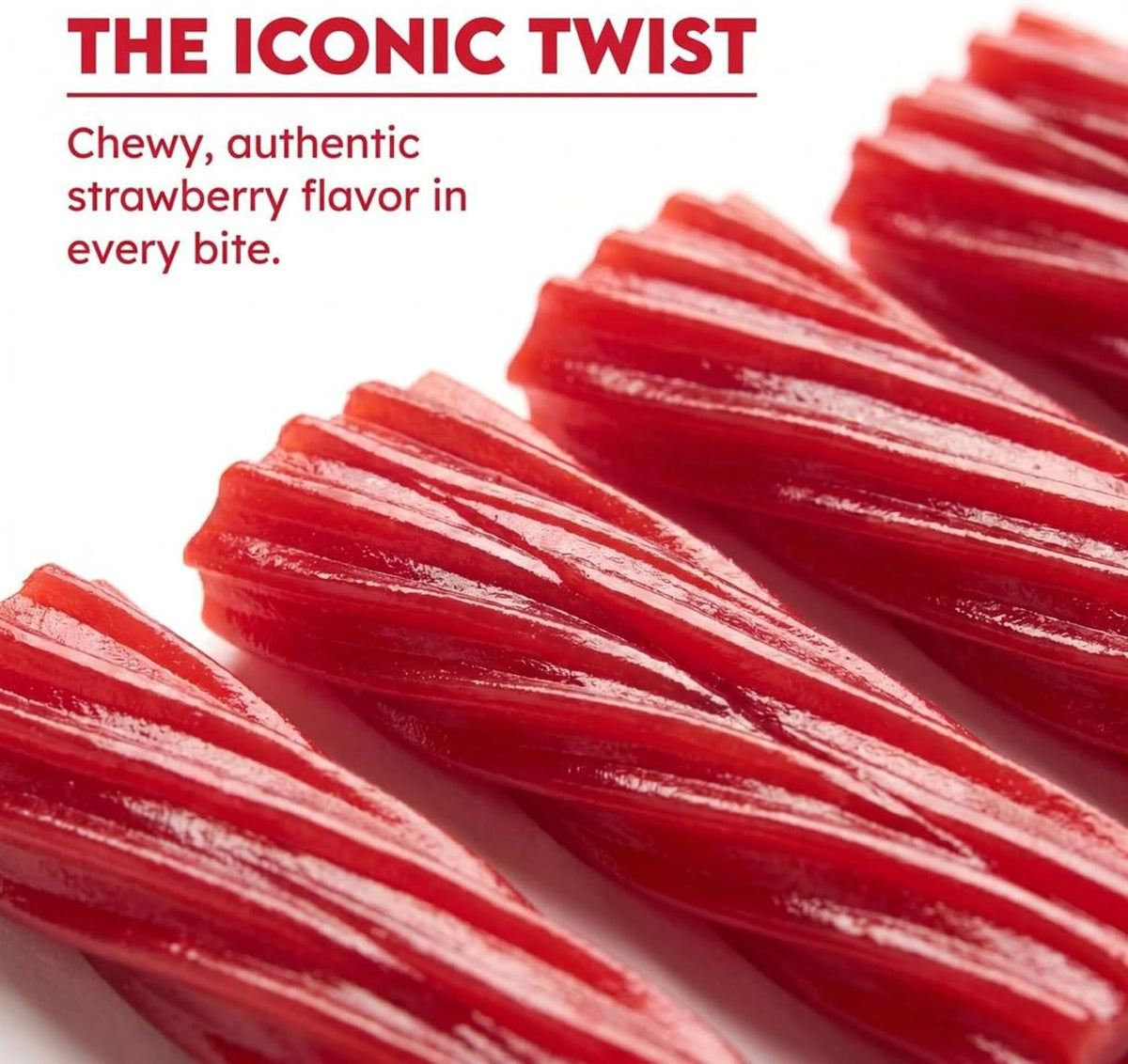 Individually wrapped strawberry licorice twists spilled out of the packaging for party favors
