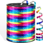 Aoropo Rainbow Shiny Curling Ribbon 600 Yards front view showing iridescent texture.