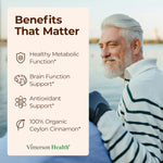 Vimerson Health Ceylon cinnamon supplement bottle back nutrition label