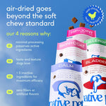 Native Pet dog daily wellness supplement packaging emphasizing zero filler formula and probiotic content.