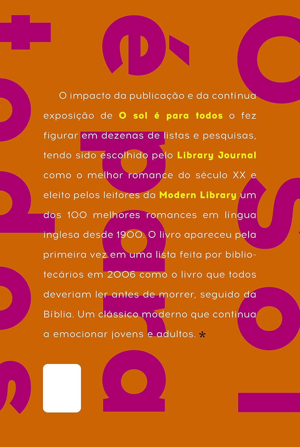 Portuguese Brazilian Edition O Sol e Para Todos back cover details