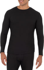 Fruit of the Loom men's recycled waffle thermal crew top front view winter base layer