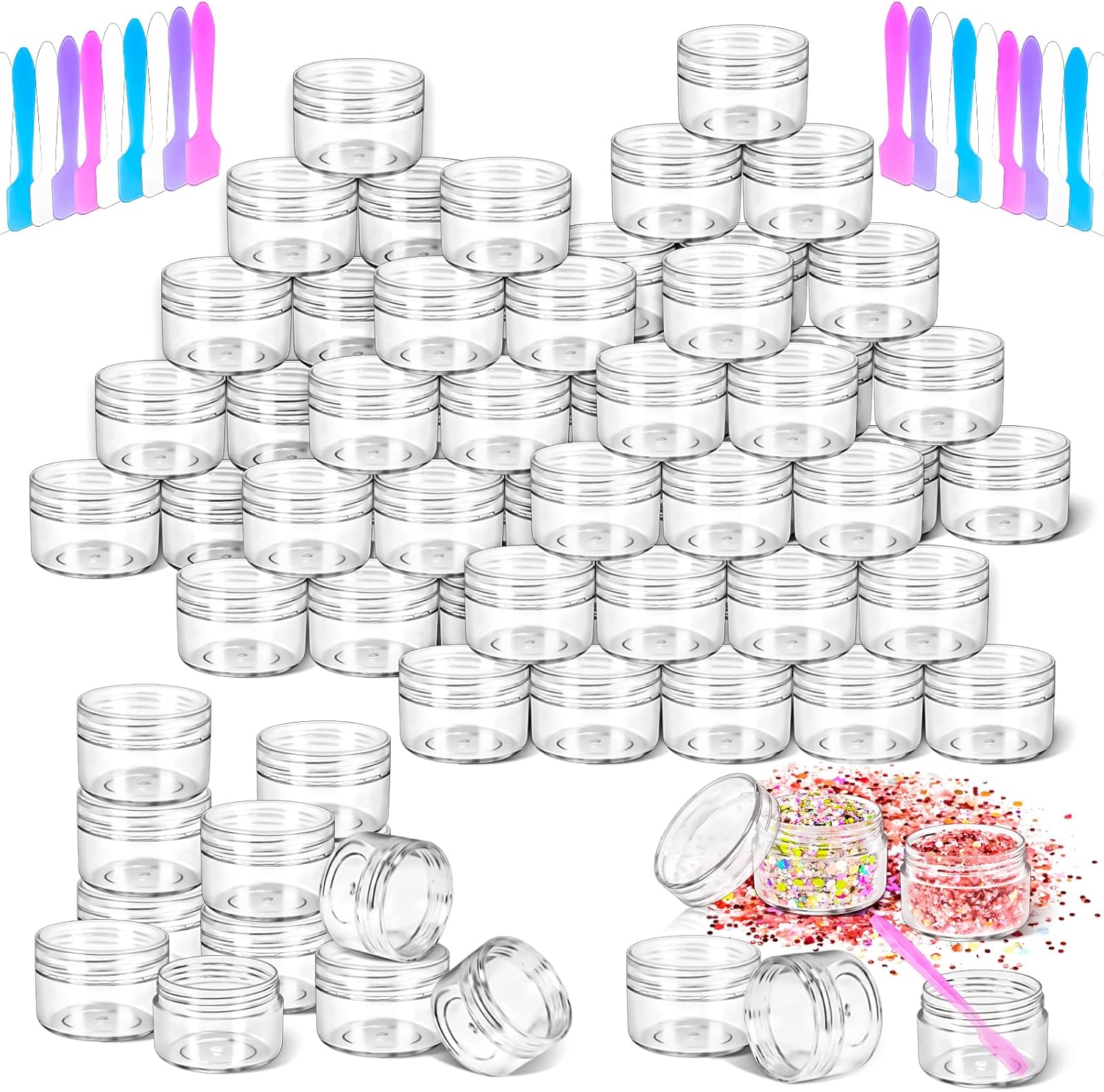MotBach 40 pieces 15 gram empty cosmetic containers front view