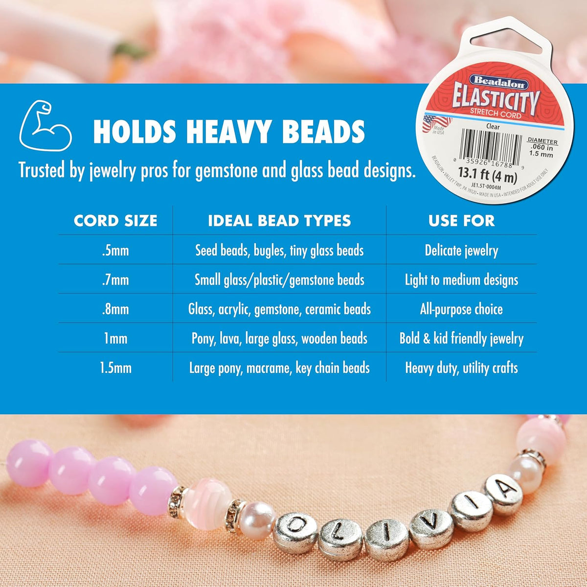 Beadalon jewelry making cord for beaded bracelets