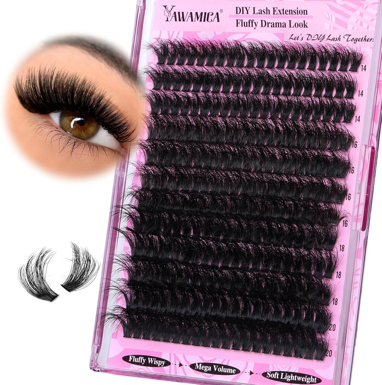 Yawamica Fluffy Lash Clusters 200D Volume 240pcs box front view