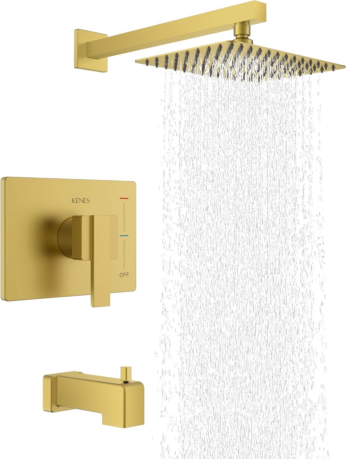 KENES Brushed Nickel Shower Head and Handle Set, Square Shower Faucet Set | Shower Faucet with 10-Inch Rain Shower Head, Square Shower System, Valve Included, Lead-Free cUPC & NSF Certified, Stainless - Image 14