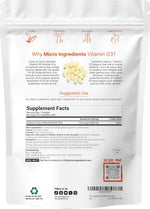 Micro Ingredients Vitamin D3 supplement pouch nutritional label
