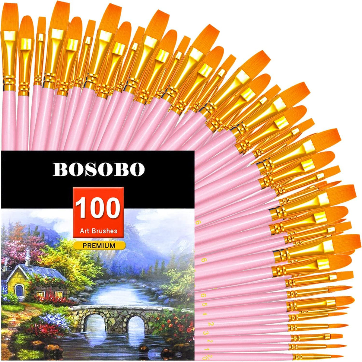 BOSOBO Paint Brushes Set, 20 Pcs Small Paint Brush Kit Round Flat Tip Nylon Hair, for Acrylic Painting, Watercolor, Oil Painting, Kids Face Nail Art Canvas Rock Craft, Art Supplies, Blue - Image 14