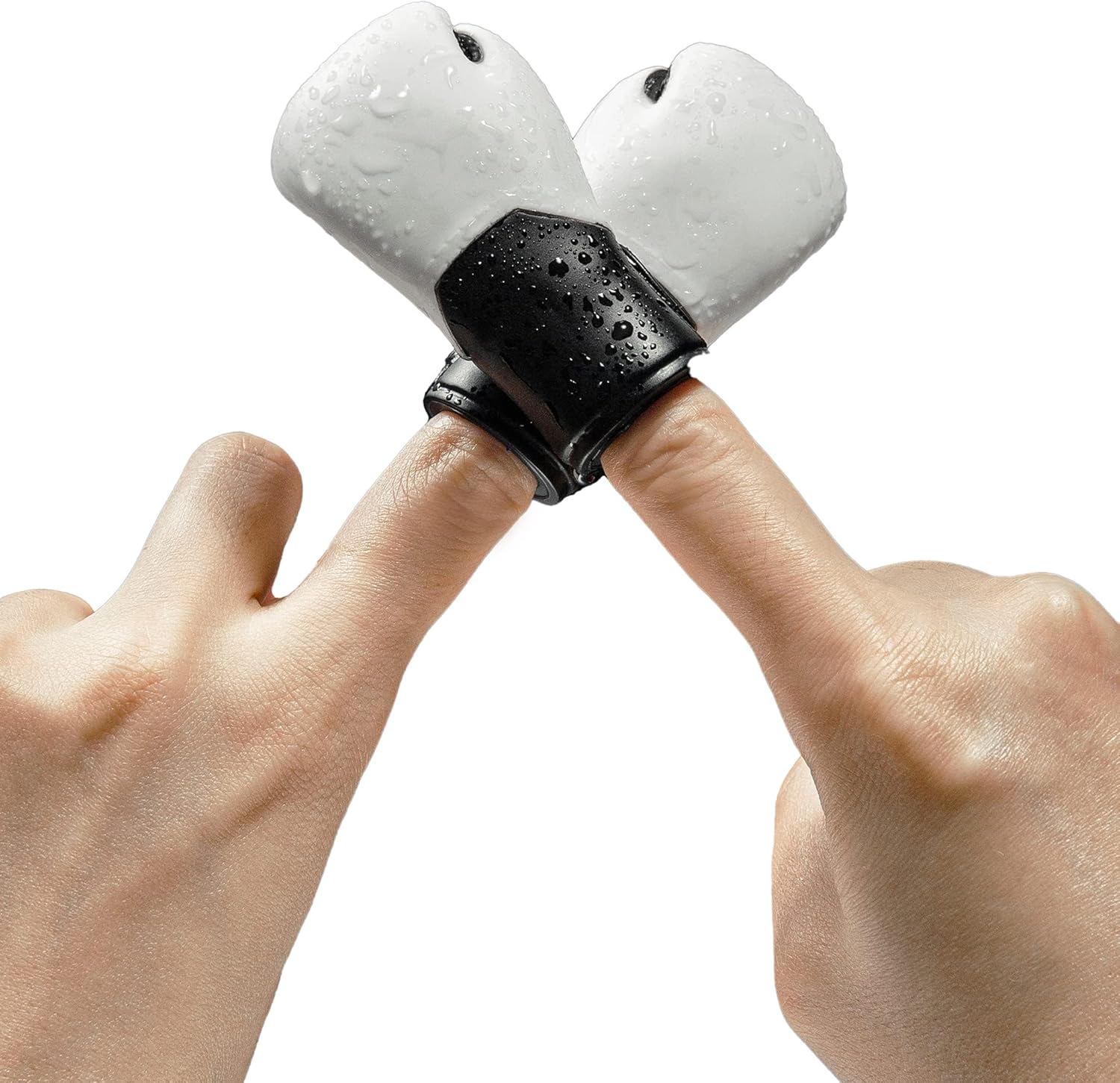 AQKILO boxing gloves mini finger puppets front view showing two white miniature toys