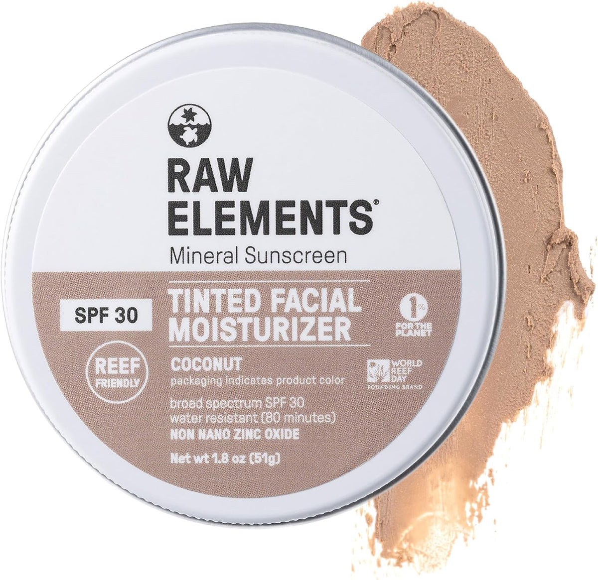 Raw Elements Ultra-Moisturizing Tinted Face Sunscreen, Pearly Sand, 1-Pack | SPF 30, non-toxic mineral face sunscreen, daily tinted moisturizer cream, non-nano zinc oxide, reef-friendly, 1.8 oz - Image 10