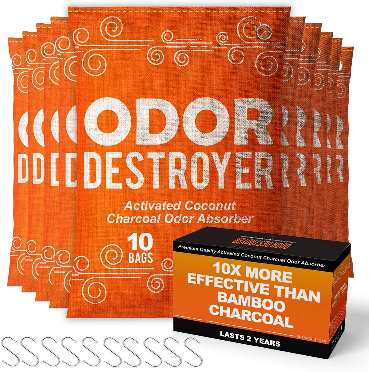 Sunlight Activated Charcoal Odor Absorber 10 pack front view natural air purifier