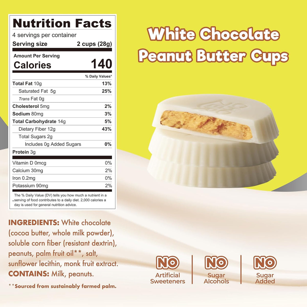 ChocZero monk fruit sweetened chocolate candy ingredient callouts and nutrition benefits overview.