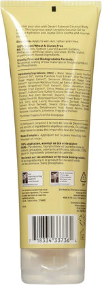 Desert Essence hydrating shower gel ingredients showcase