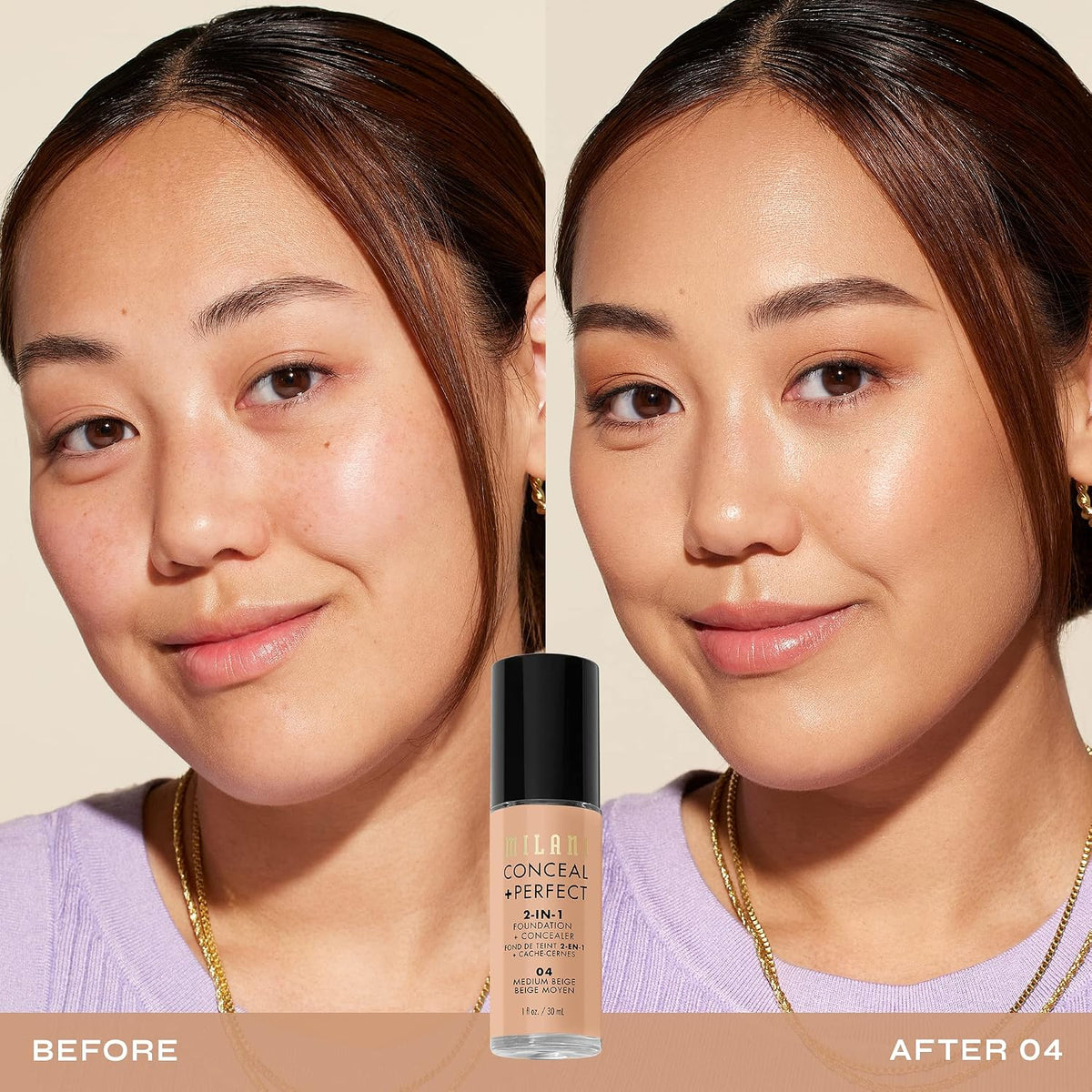 Texture swatch of Milani Conceal Plus Perfect foundation for medium skin tone