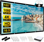 Frocopo 100 inch projection screen displaying a vibrant 4K movie front view
