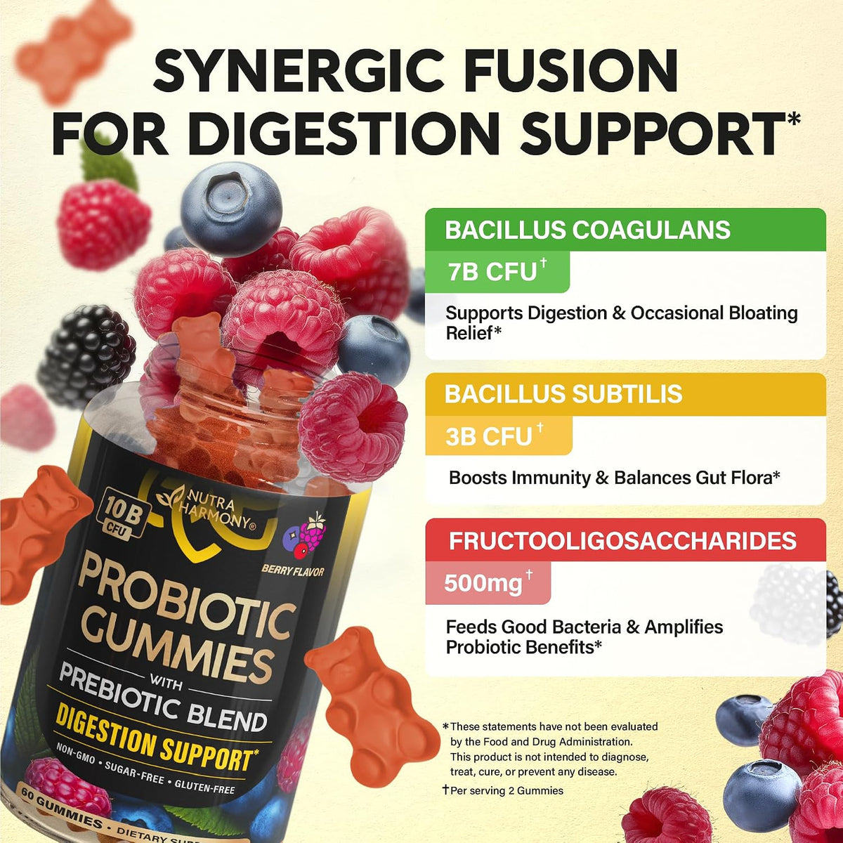Nutraharmony probiotic gummies bottle side view