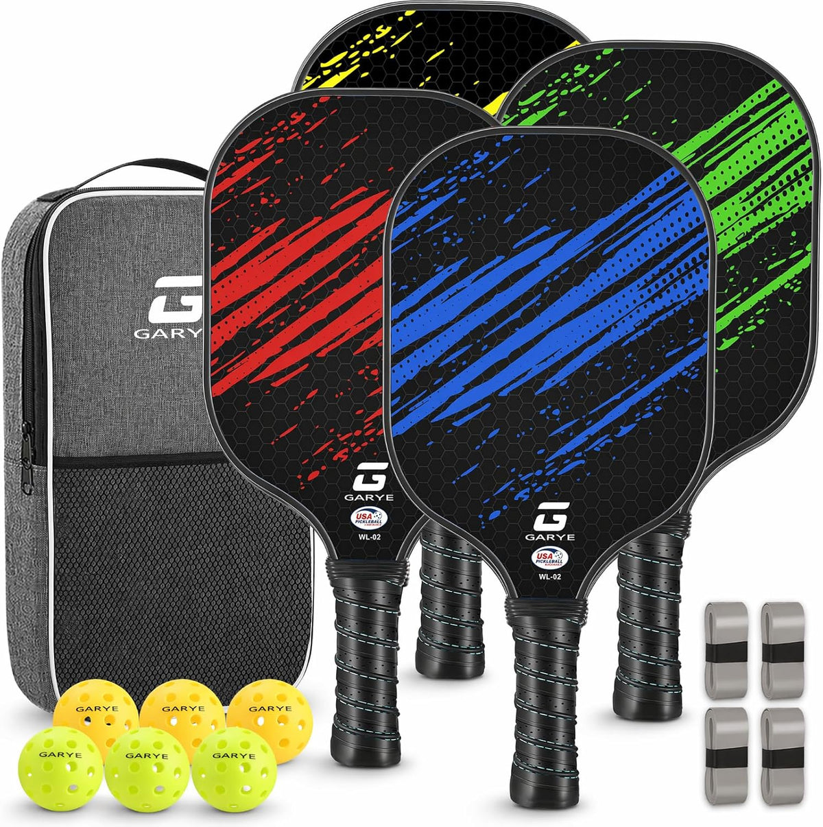 GARYE Pickleball Paddles Set of 2/4, USAPA Approved Carbon Fiber Pickleball Set, Lightweight Pickle Ball Rackets 2/4 Pack with 6 Balls, 1 Bag, Pair of Grip Tapes, Pickle Ball Paddle for Men and Women - Image 9