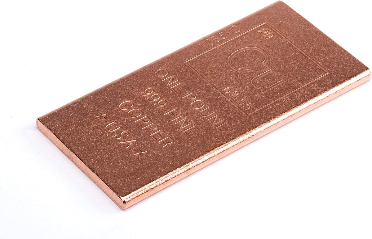 Unique Metals 999 Pure Copper Bullion Bar side profile