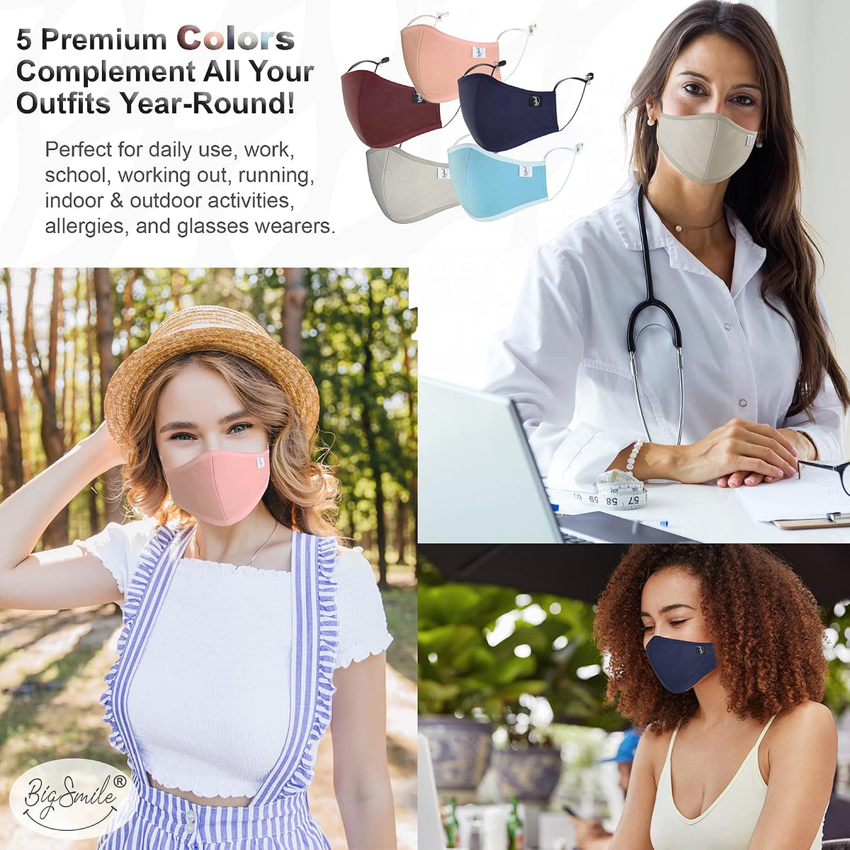 BigSmile cotton face mask folded flat to display quality stitching