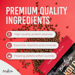 Blue Ridge koi goldfish food floating pellets in water