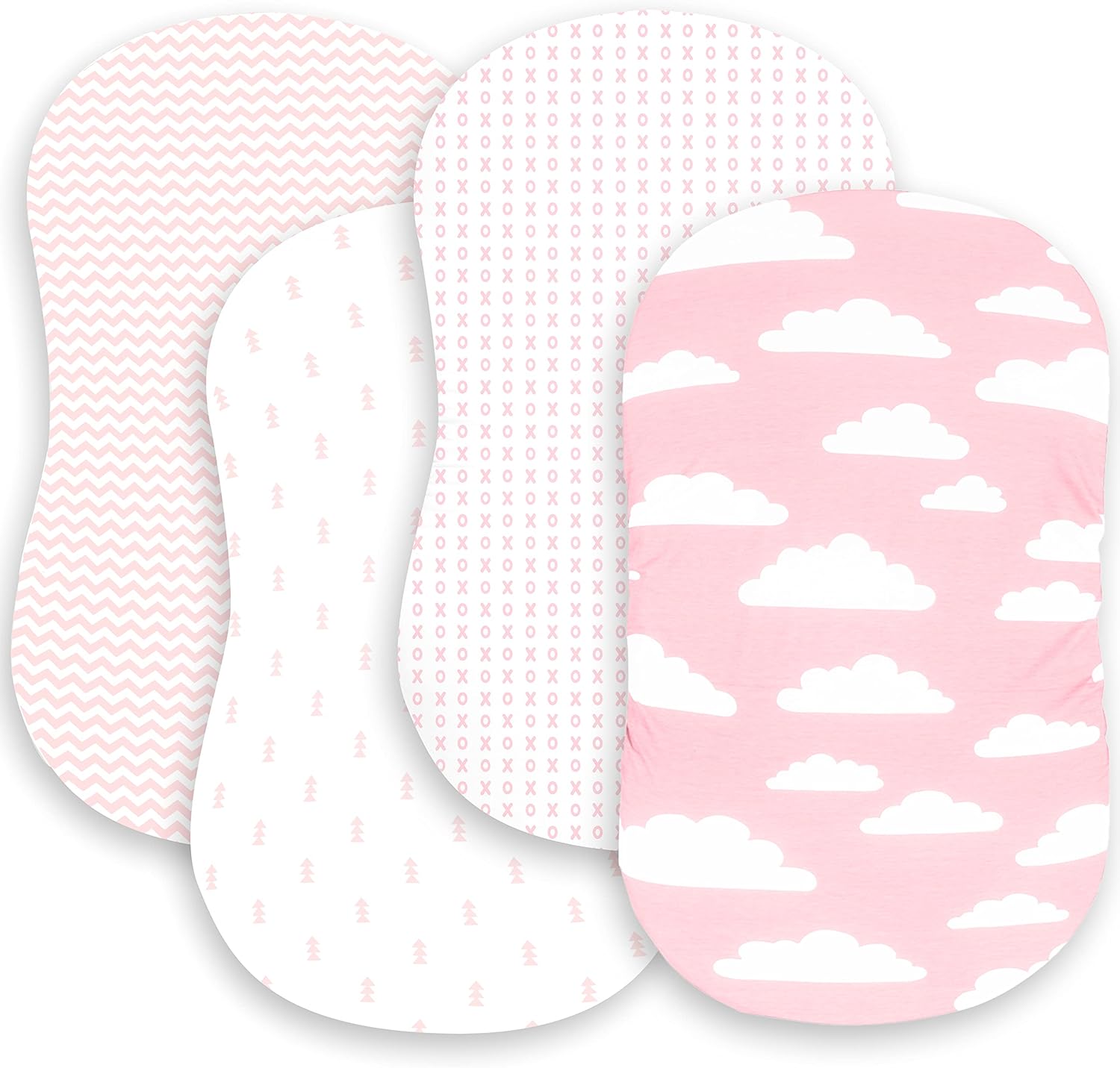 BaeBae Goods premium bassinet fitted sheet set in pink floral pattern