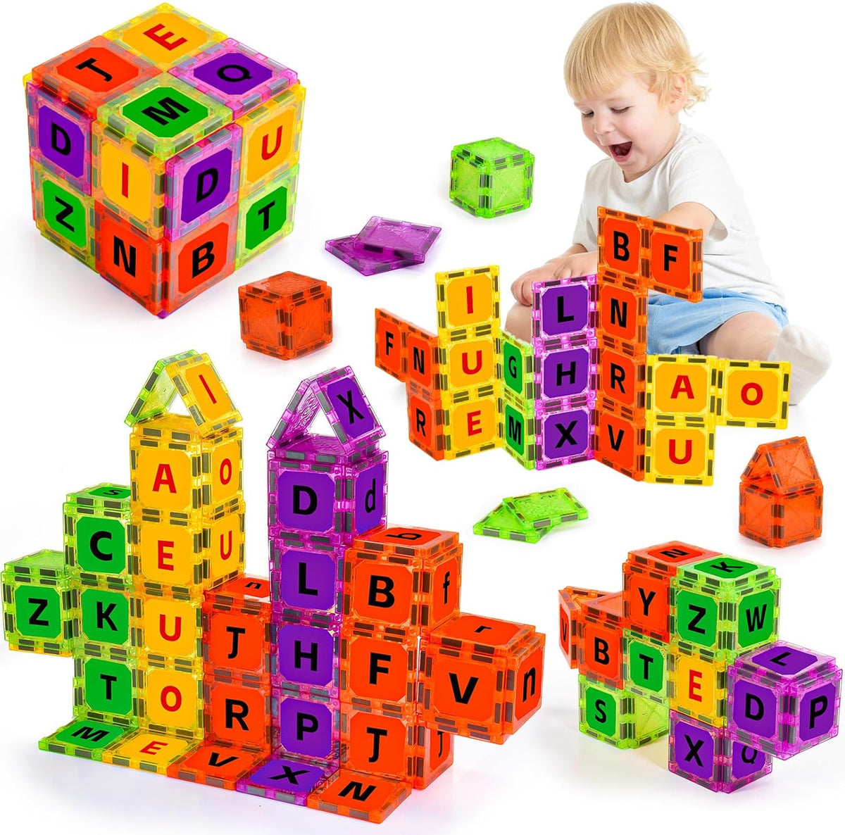 Windidi magnetic tiles alphabet learning toy set front view