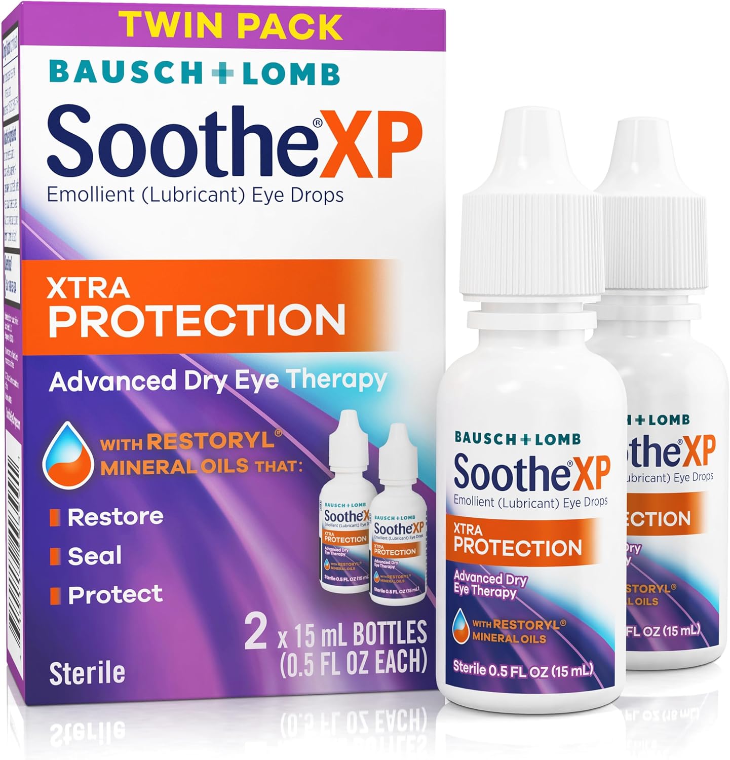 Soothe XP Eye Drops for Dry Eye Symptoms, Xtra Protection Lubricating Eye Drops, Restores Moisture, Relieves Irritation and Protects Against Tear Loss, Advanced Dry Eye Therapy, 0.5 Fl Oz (Pack of 2) - Image 1