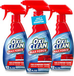 OxiClean Max Force Laundry Stain Remover Spray front view 3 pack for tough stains.