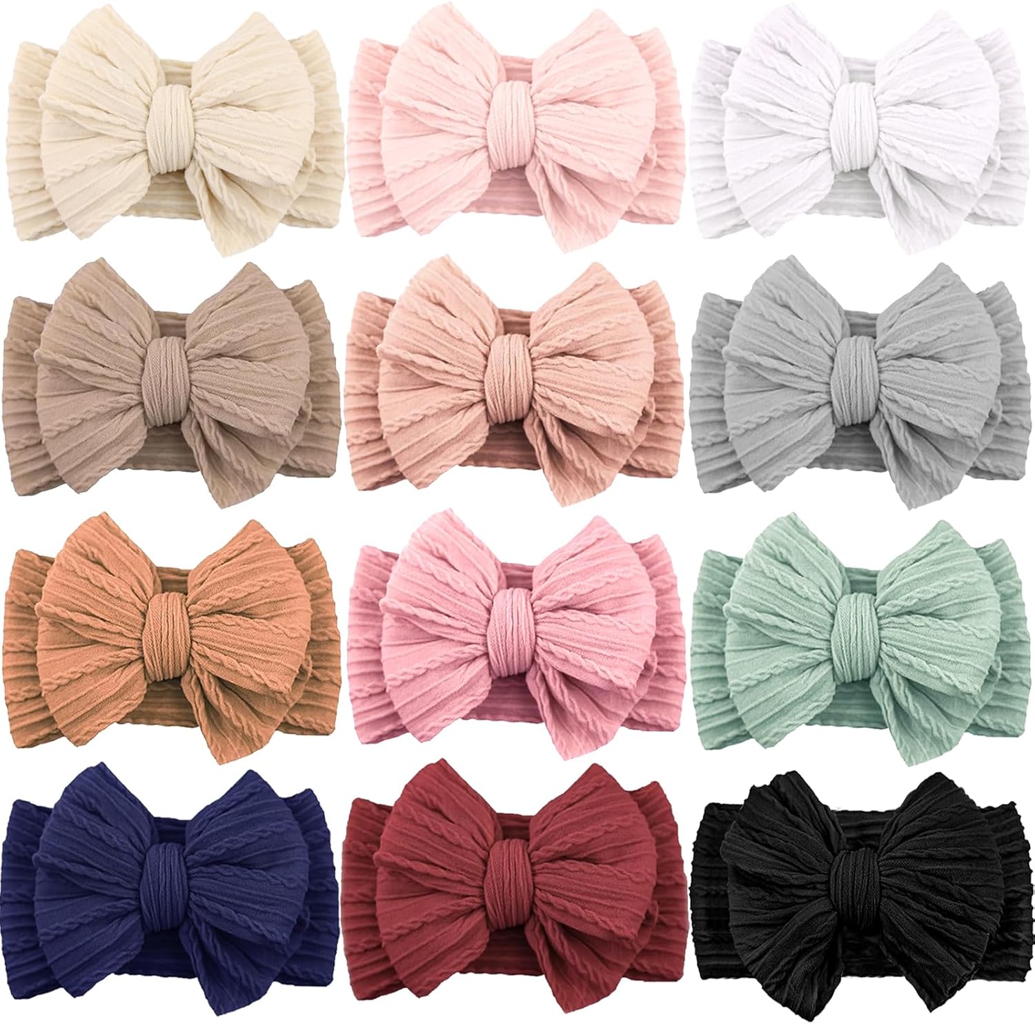 Lovada 12 pack baby headbands front view