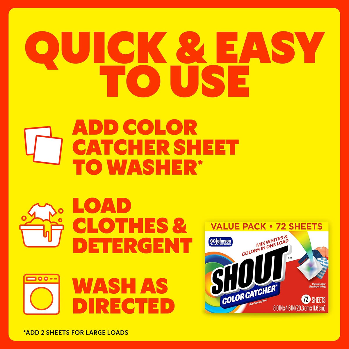 Shout color catcher back of box instructions