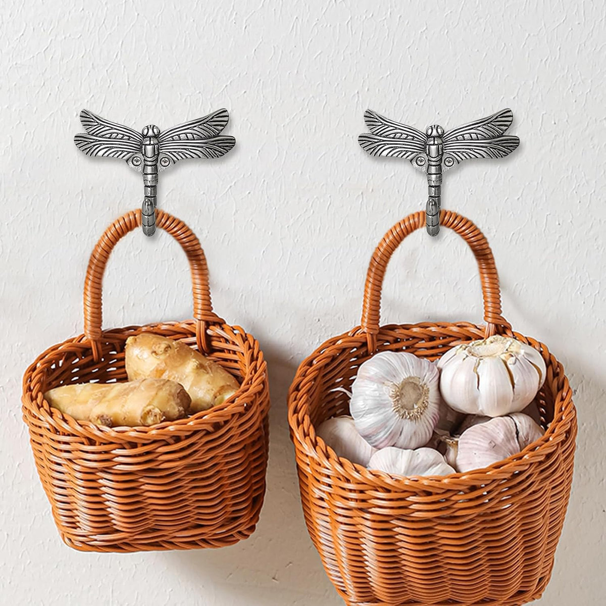 DEEKOUDT Dragonfly Wall Mounted Hooks shown with included installation hardware
