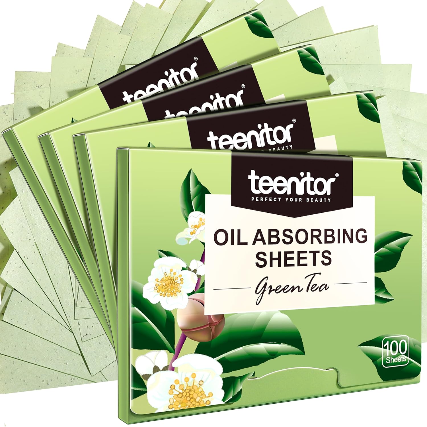 Teenitor Green Tea Oil Blotting Sheets 400 count pack front view