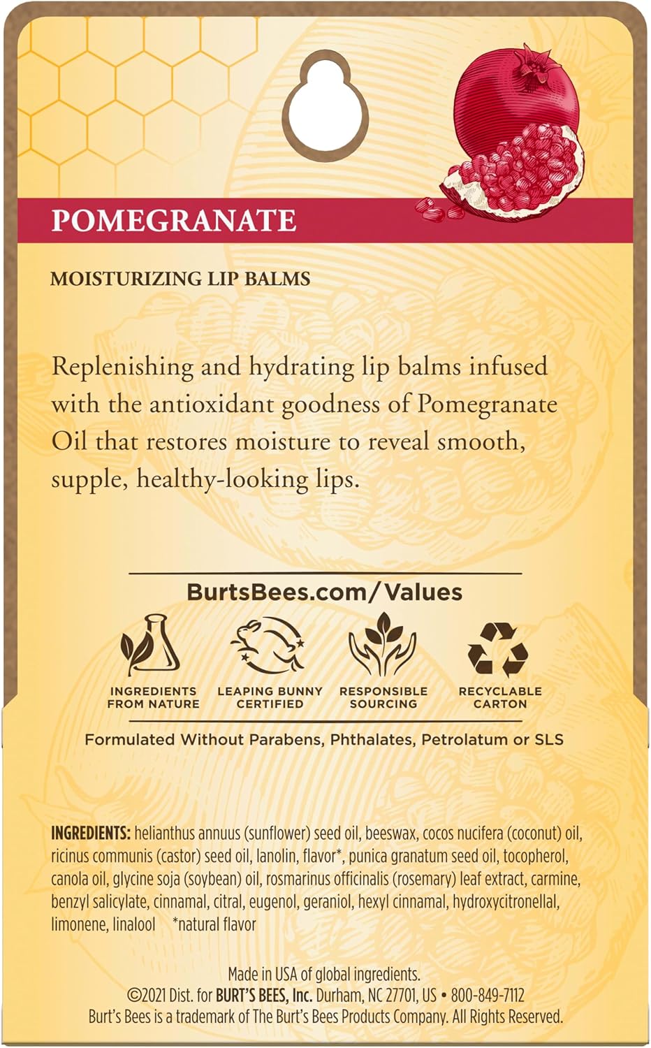 Burt's Bees Lip Balm - Pomegranate, Lip Moisturizer With Responsibly Sourced Beeswax, Natural Origin Conditioning Treatment, 2 Tubes, 0.15 oz. - Image 10