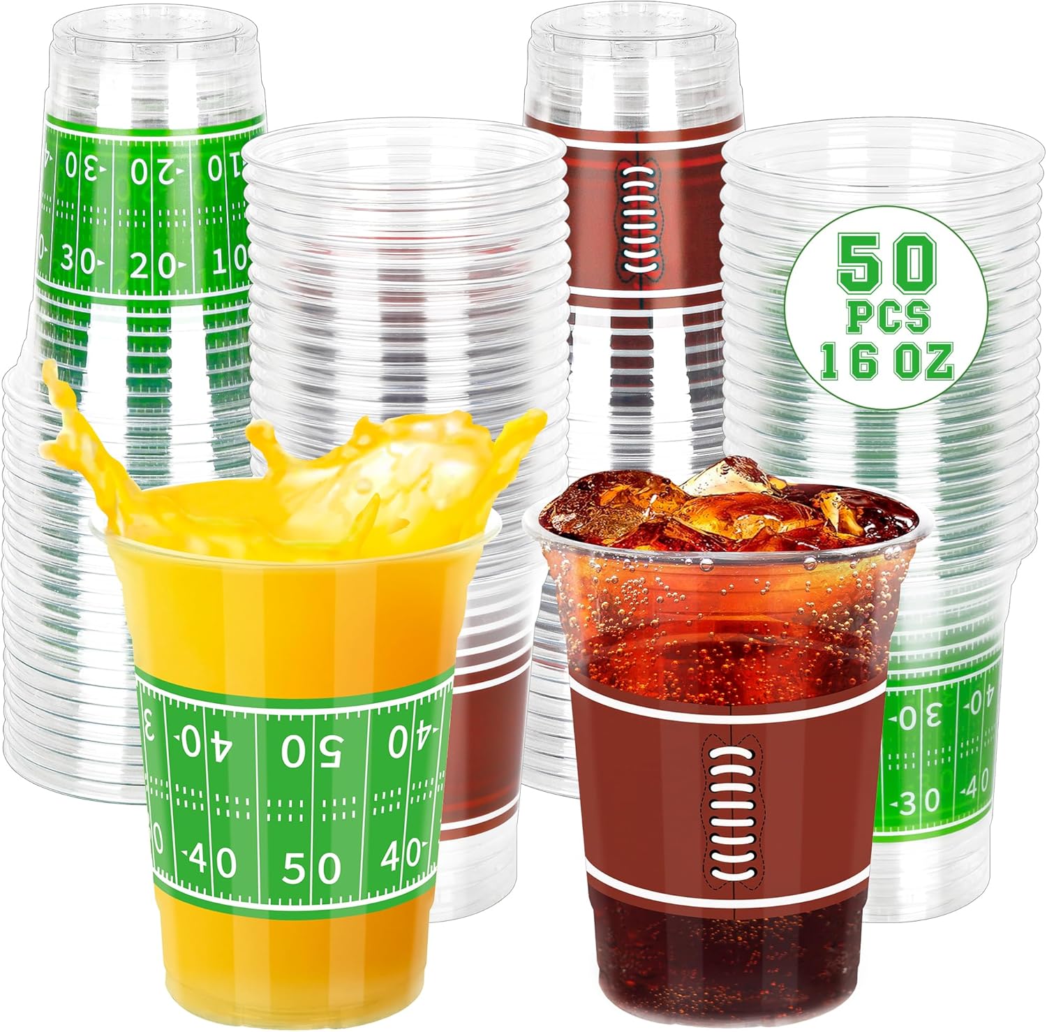 Heartome football party cups set front view